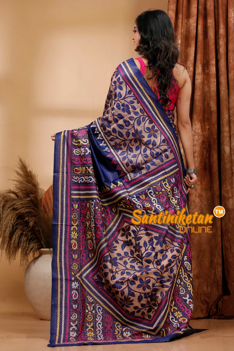 Pure Bangalore Silk Kantha Stitch Saree SN202420417