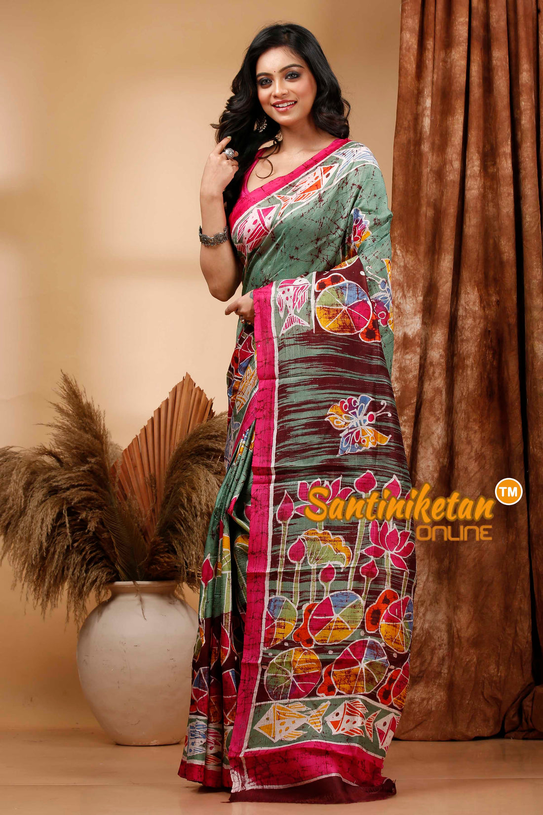 Hand Batik On Murshidabad Silk Saree SN202420447