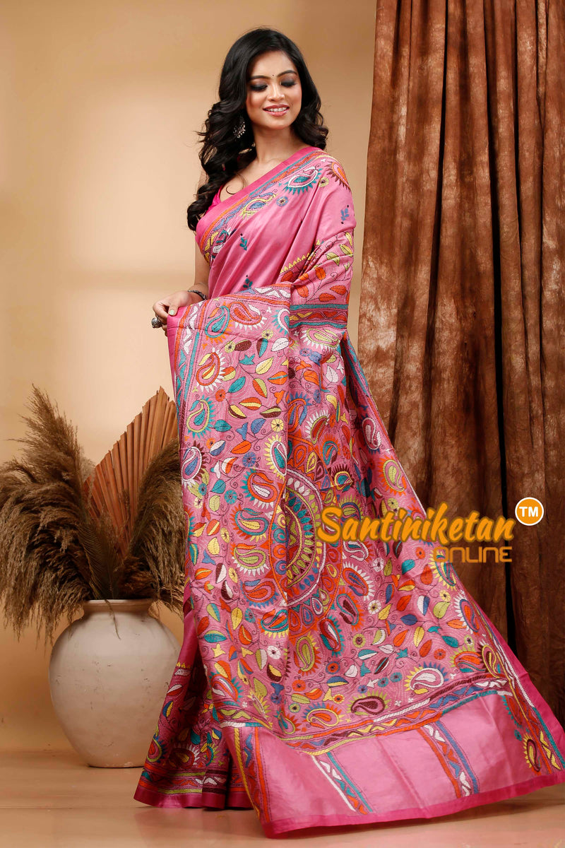 Pure Bangalore Silk Kantha Stitch Saree SN202420473