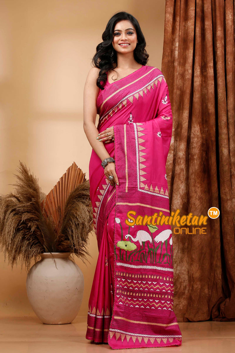 Butter Silk Kantha Stitch Saree SN202420494