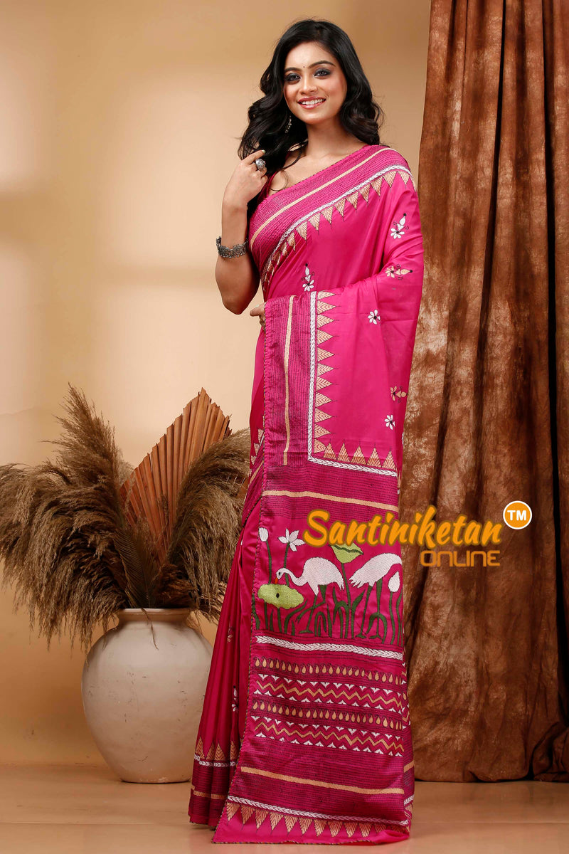 Butter Silk Kantha Stitch Saree SN202420494