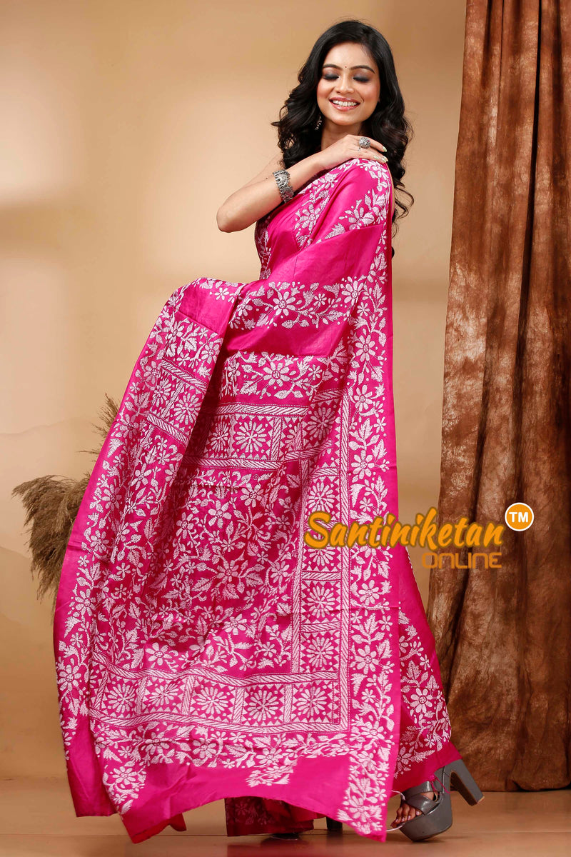 Pure Bangalore Silk Kantha Stitch Saree SN202420514