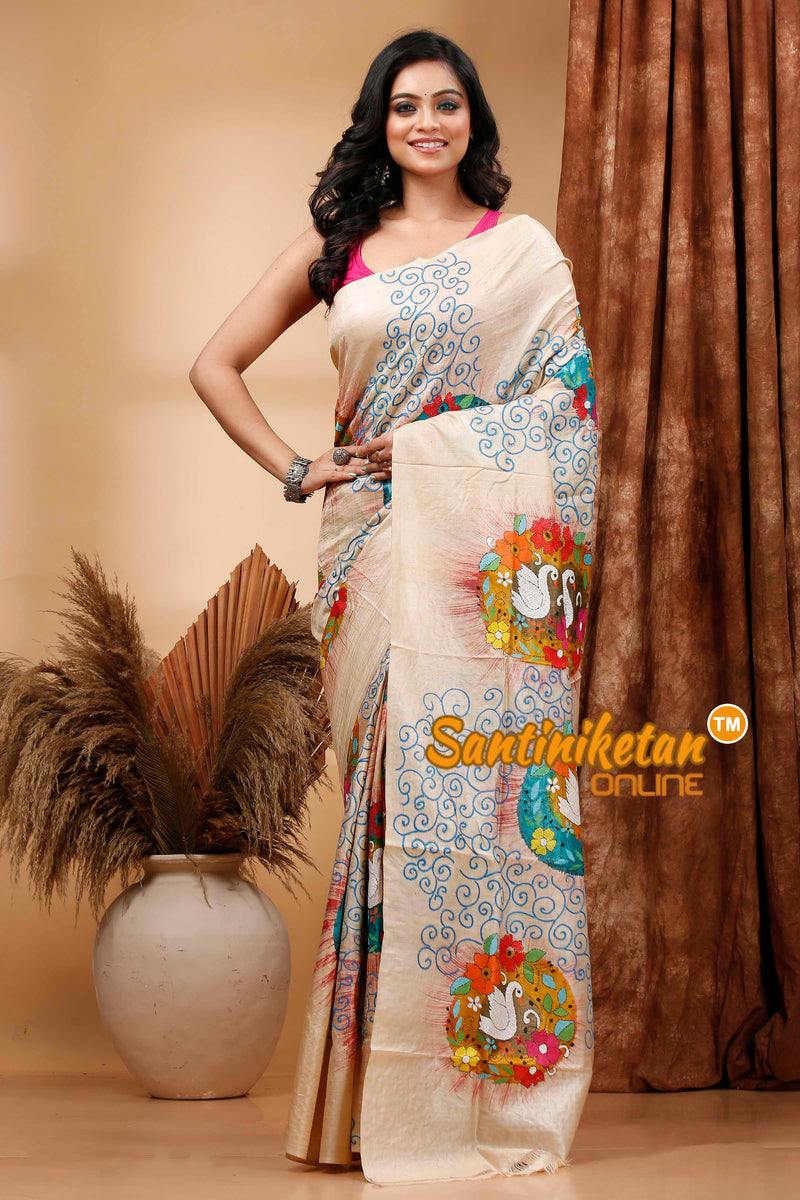 Pure Gachi Tussar Silk Kantha Stitch Saree SN202420529