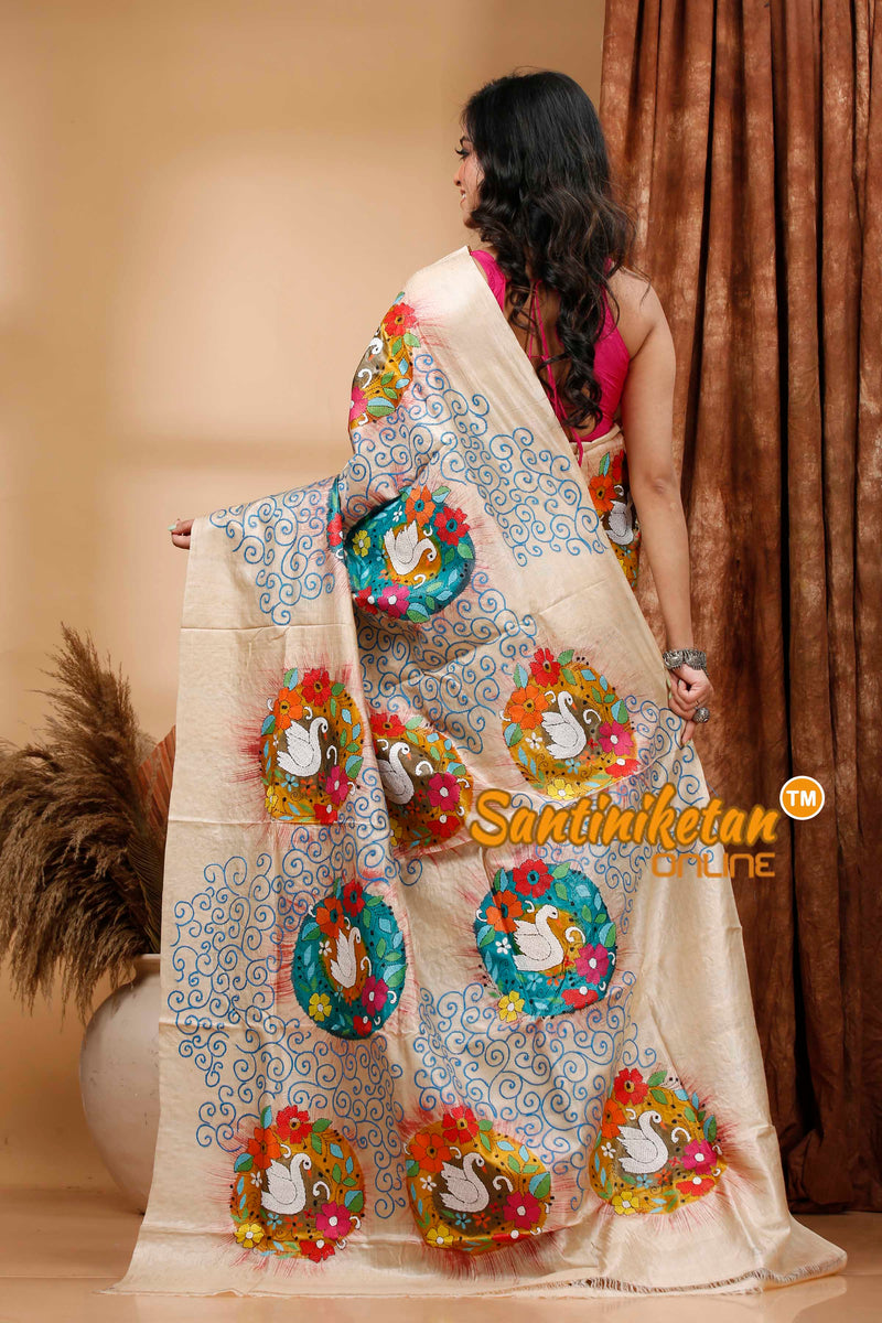 Pure Gachi Tussar Silk Kantha Stitch Saree SN202420529