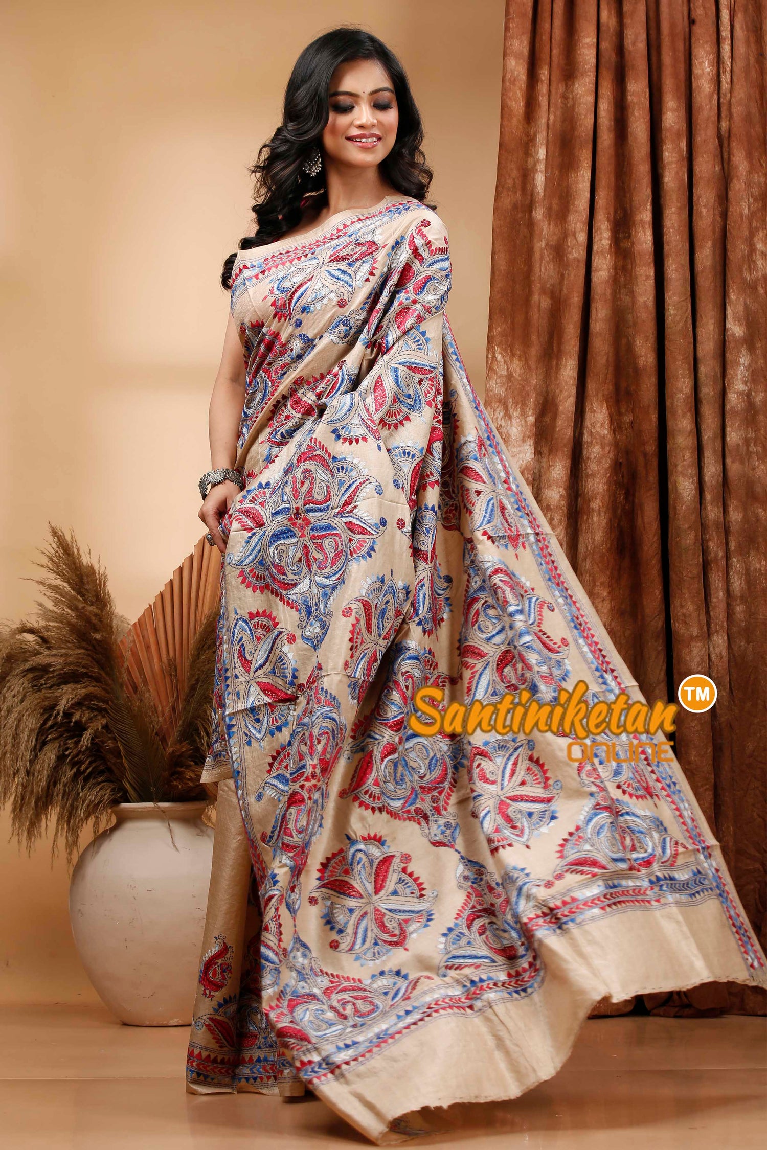 Pure Gachi Tussar Silk Kantha Stitch Saree SN202420545