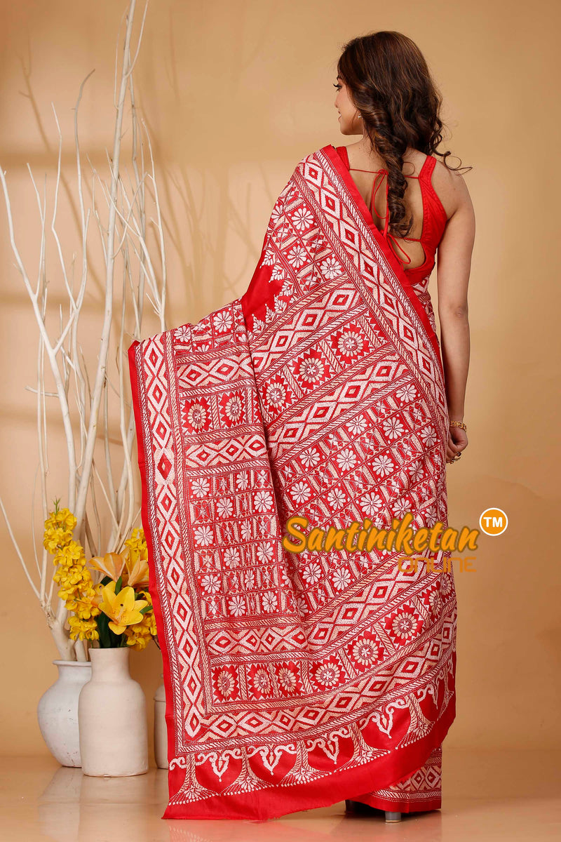 Pure Bangalore Silk Kantha Stitch Saree SN202420555