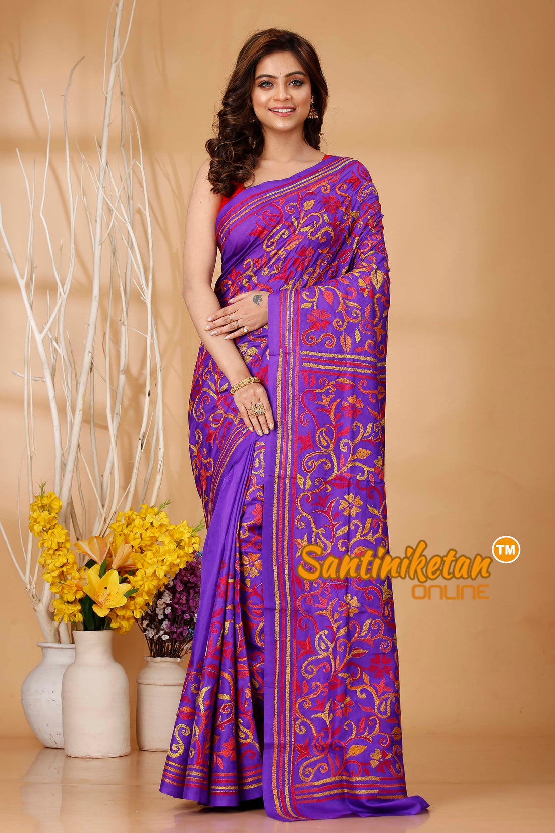 Pure Bangalore Silk Kantha Stitch Saree SN202420565