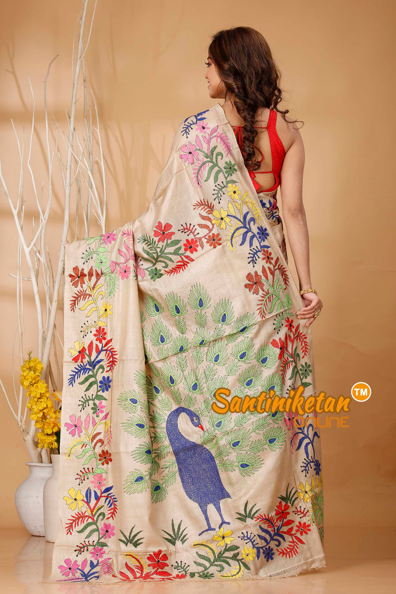 Pure Gachi Tussar Silk Kantha Stitch Saree SN202420575