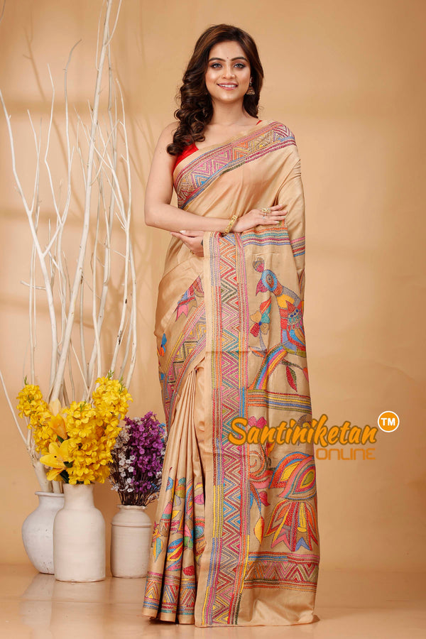 Pure Bangalore Silk Kantha Stitch Saree SN202420606