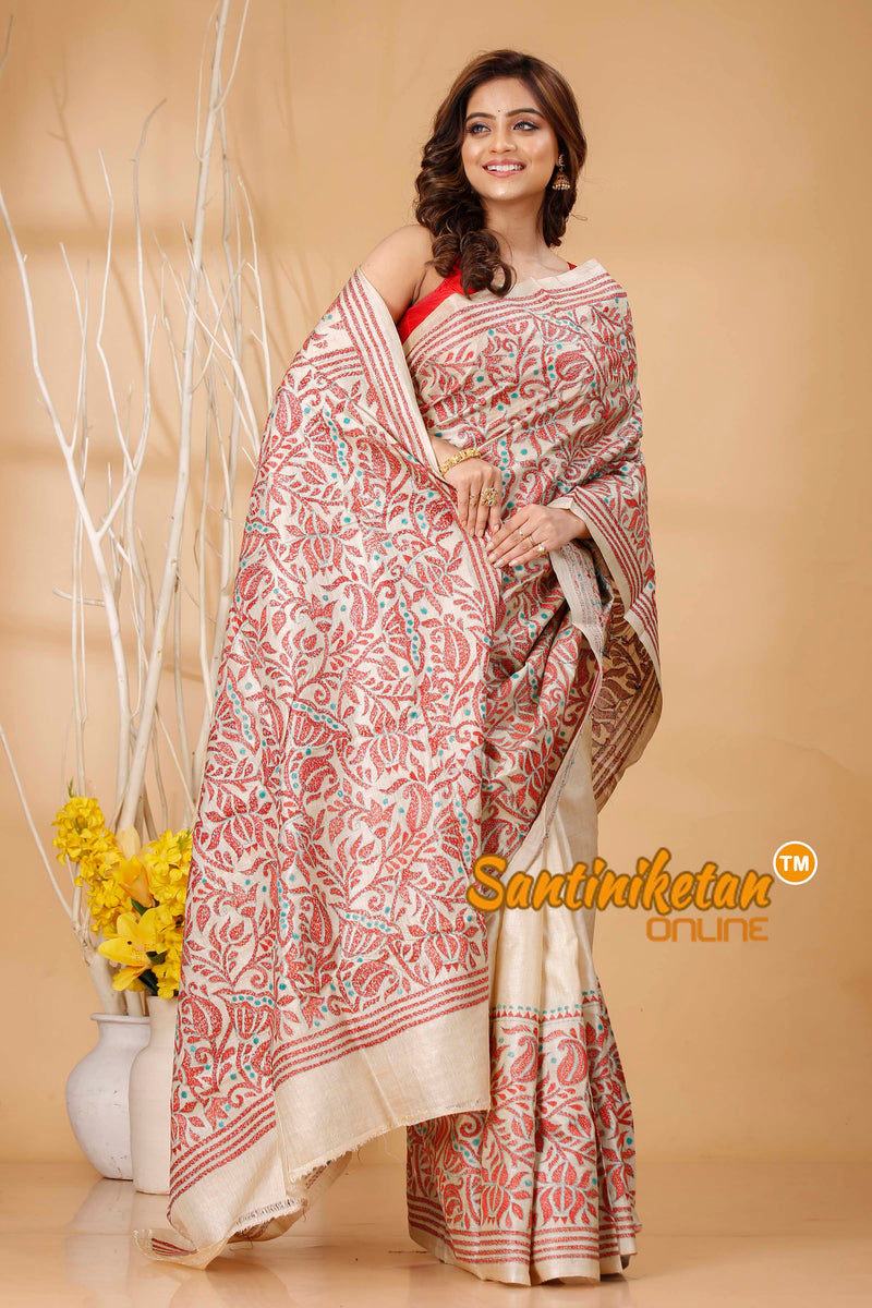 Pure Gachi Tussar Silk Kantha Stitch Saree SN202420627