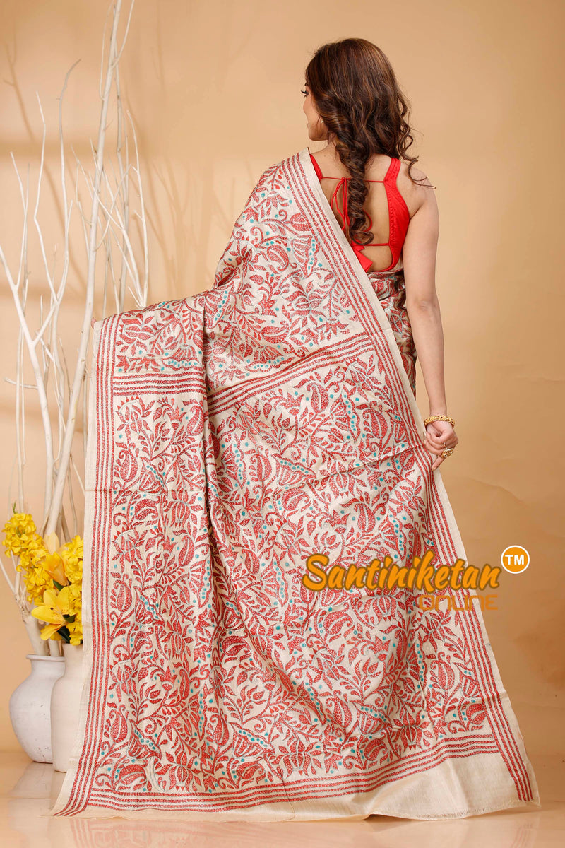 Pure Gachi Tussar Silk Kantha Stitch Saree SN202420627