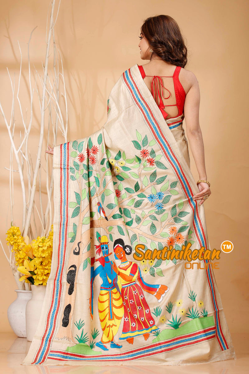 Pure Gachi Tussar Silk Kantha Stitch Saree SN202420676