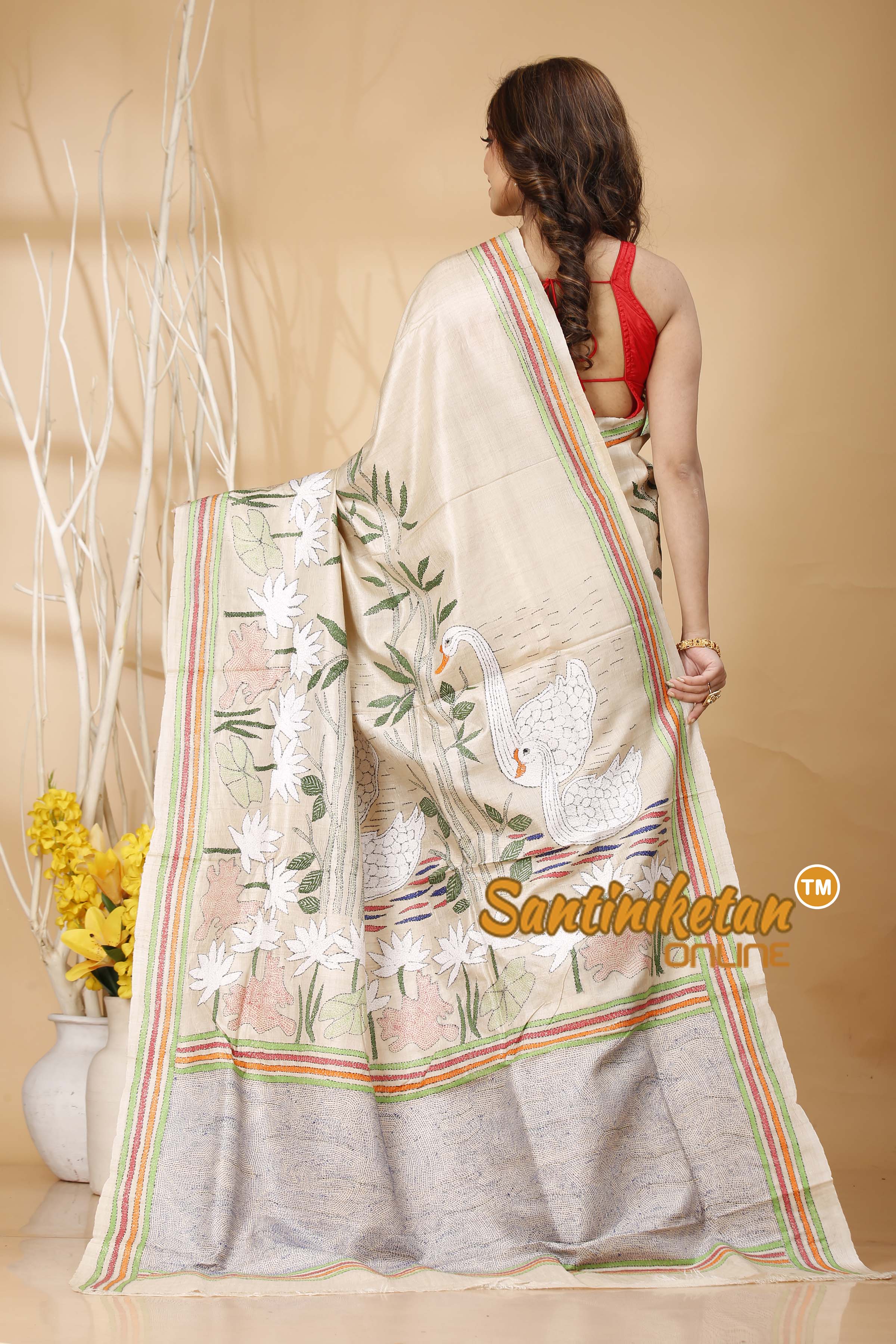 Pure Gachi Tussar Silk Kantha Stitch Saree SN202420711