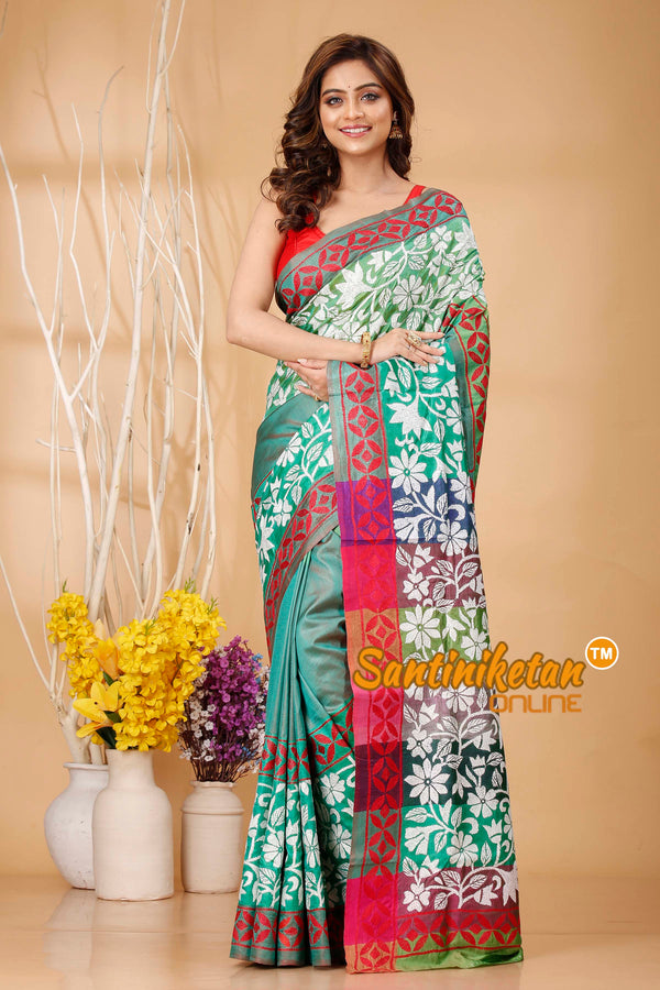 Bishnupuri (Katan) Silk Kantha Stitch Saree SN20242020716