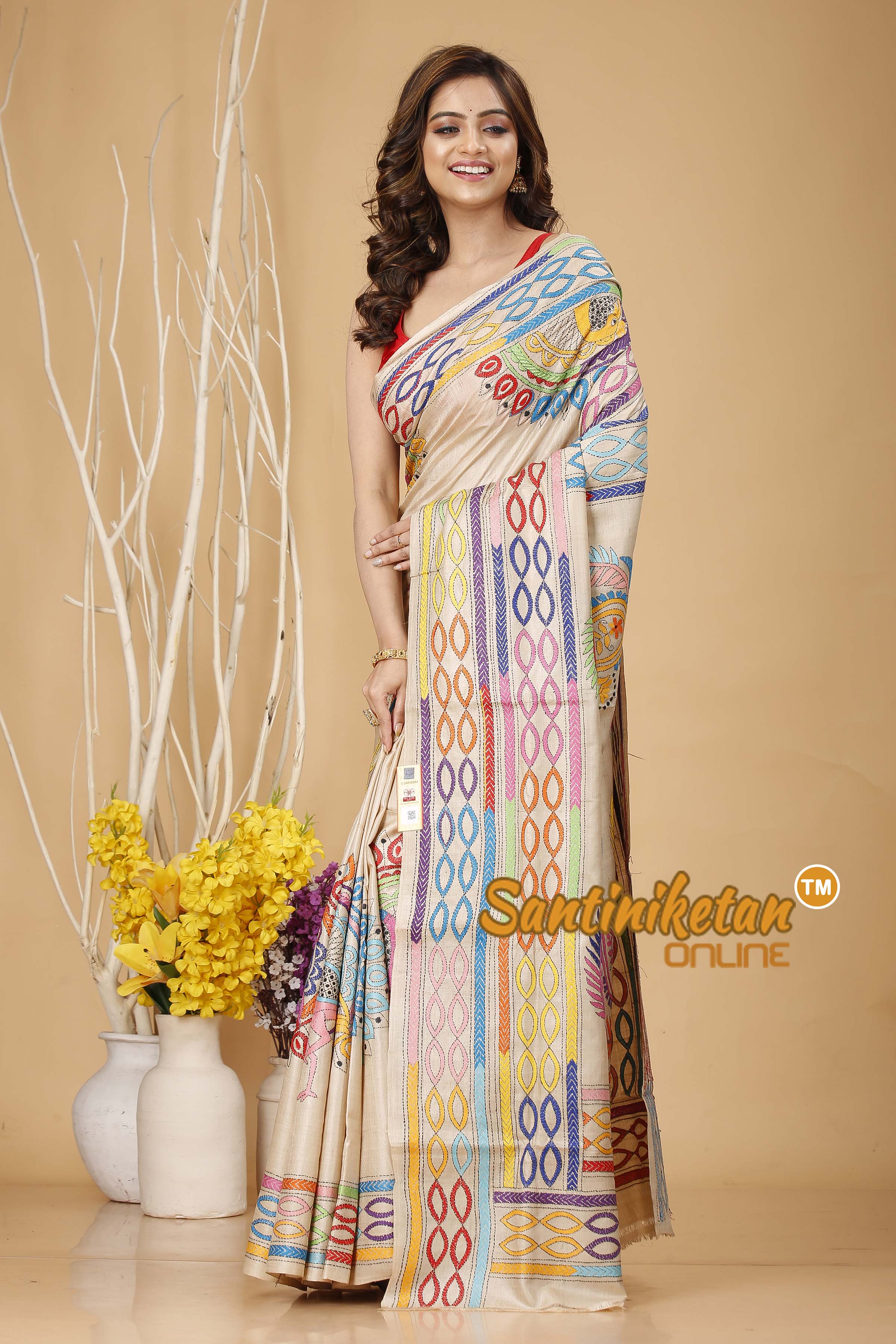 Pure Gachi Tussar Silk Kantha Stitch Saree SN202420766