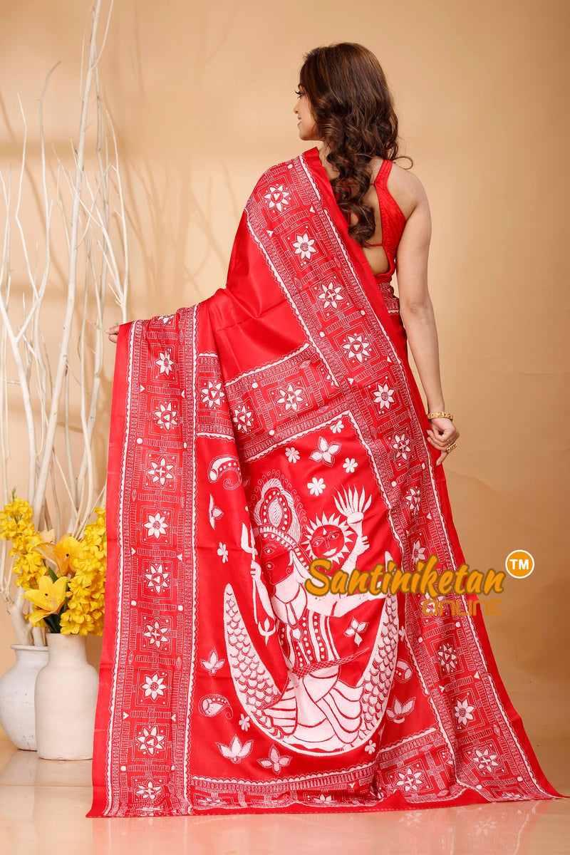 Pure Bangalore Silk Kantha Stitch Saree SN202420791