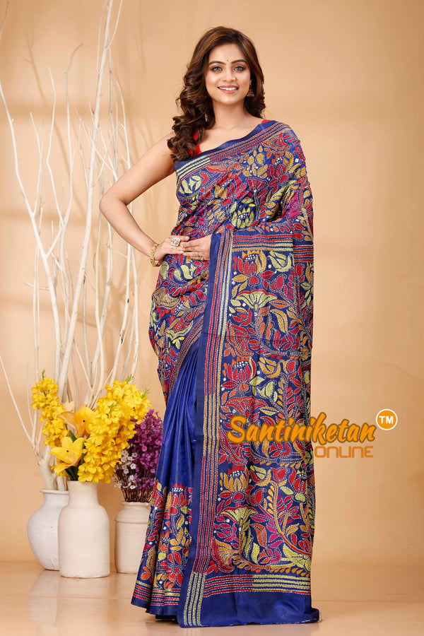 Pure Bangalore Silk Kantha Stitch Saree SN202420801