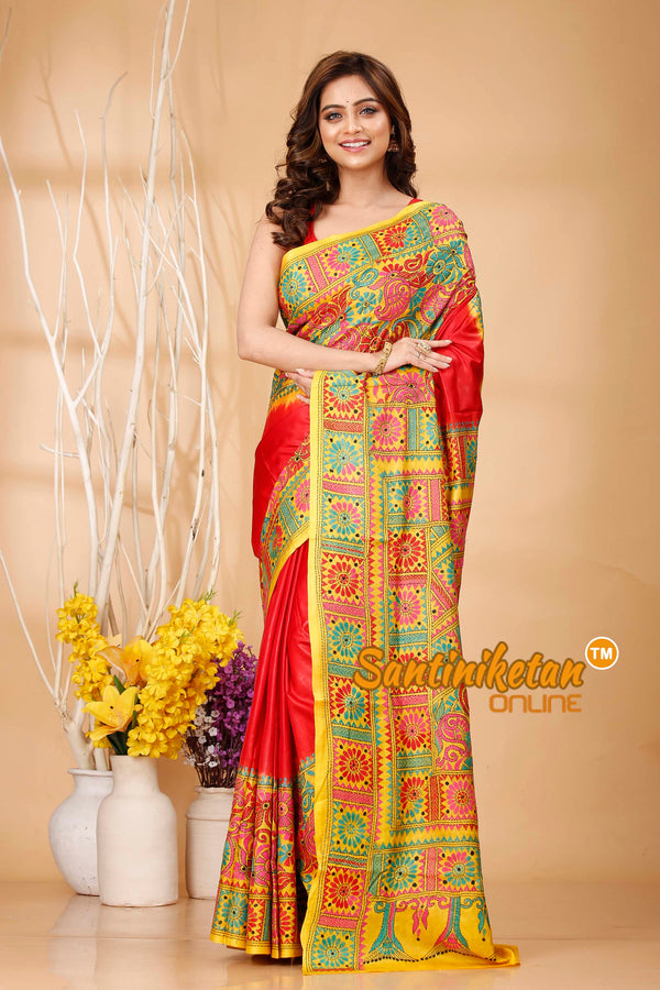 Pure Bangalore Silk Kantha Stitch Saree SN202420811