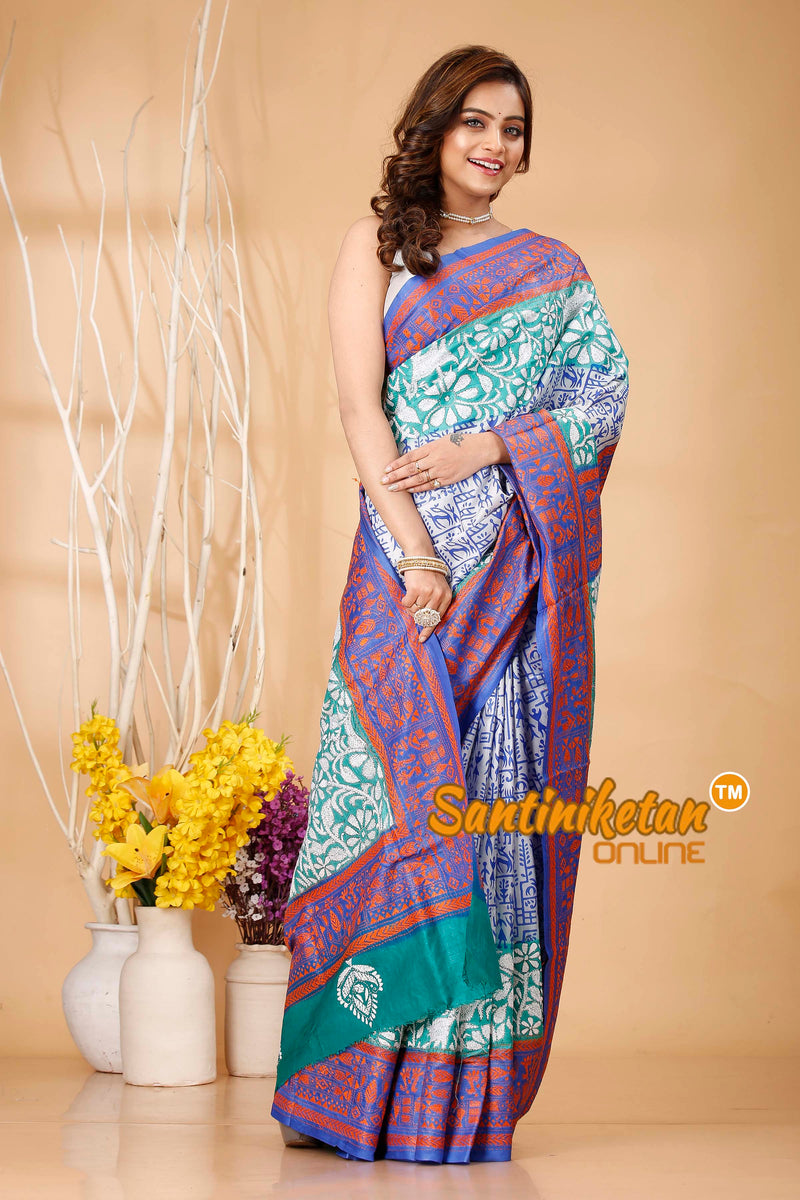 Pure Bangalore Silk Kantha Stitch Saree SN202420816