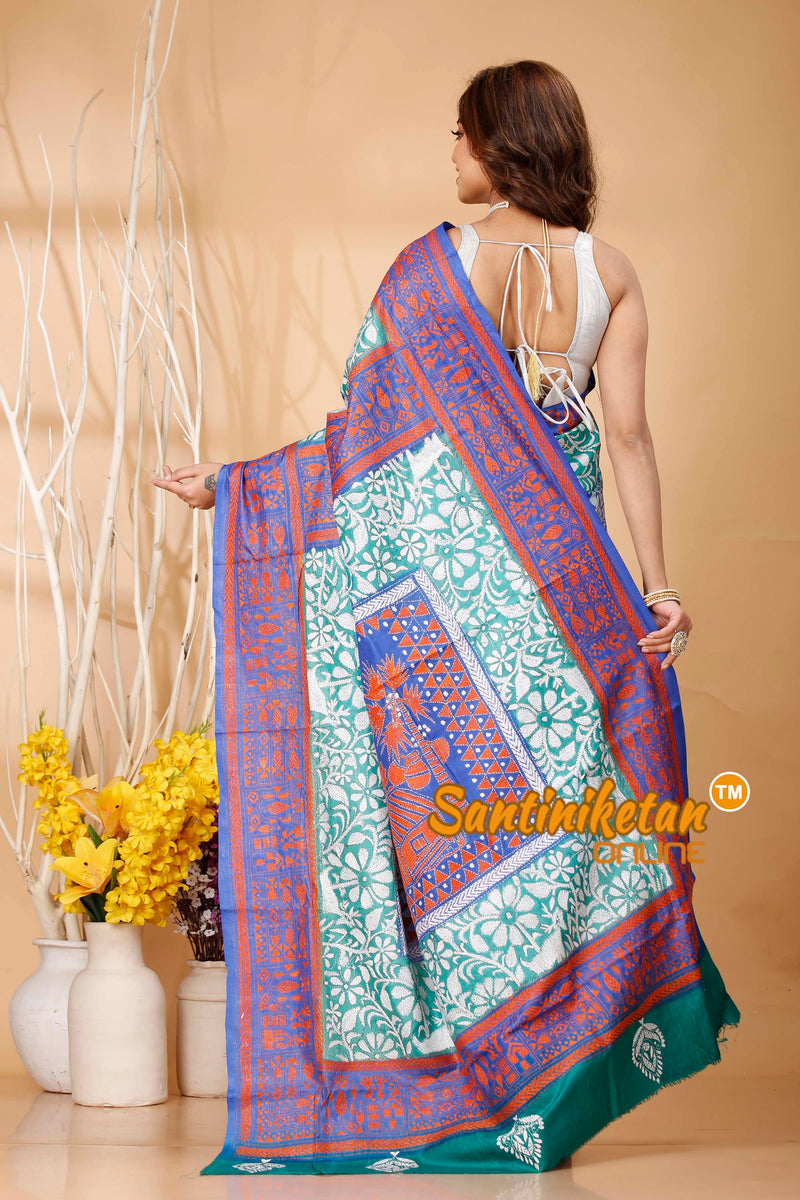 Pure Bangalore Silk Kantha Stitch Saree SN202420816