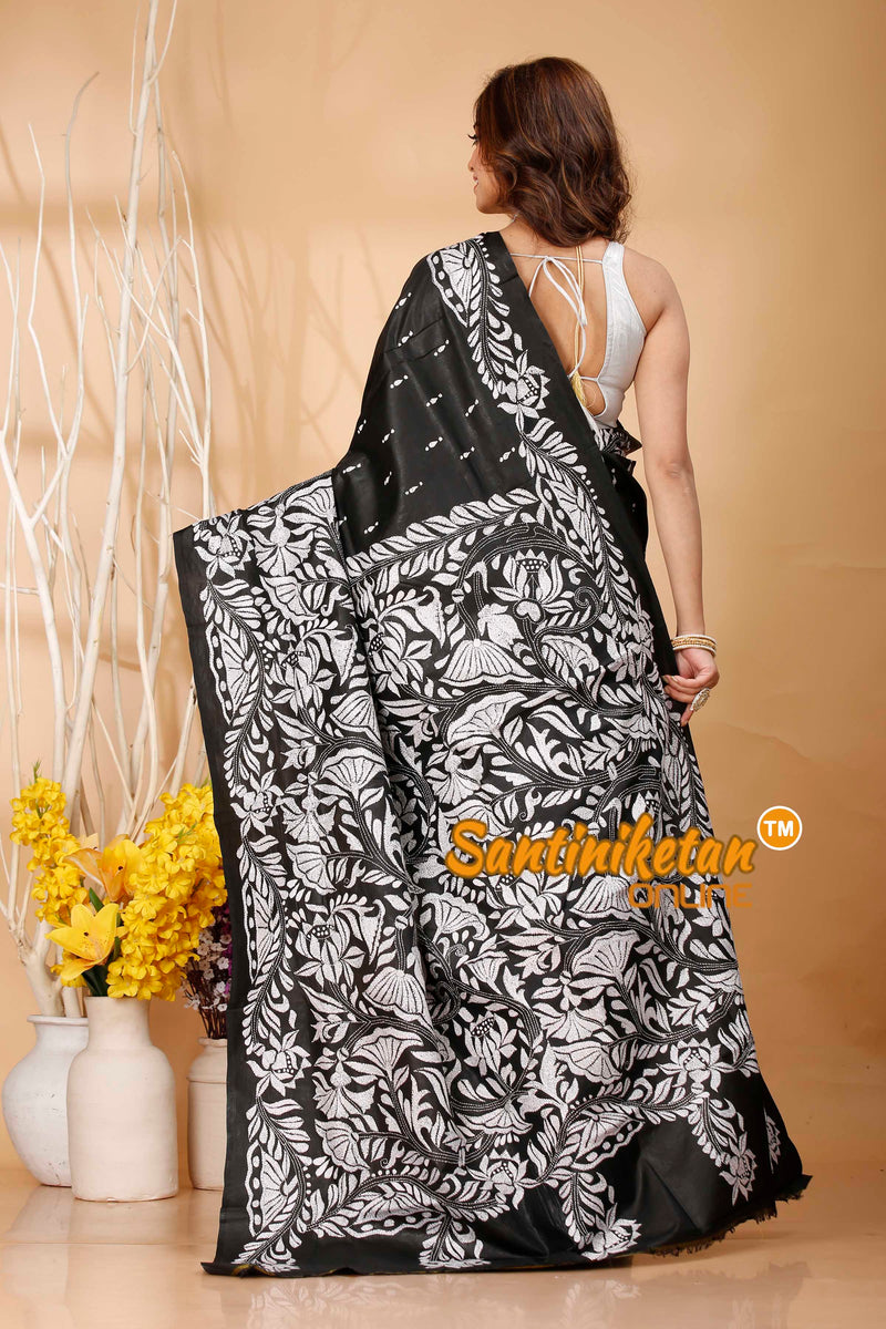 Pure Bangalore Silk Kantha Stitch Saree SN202420835