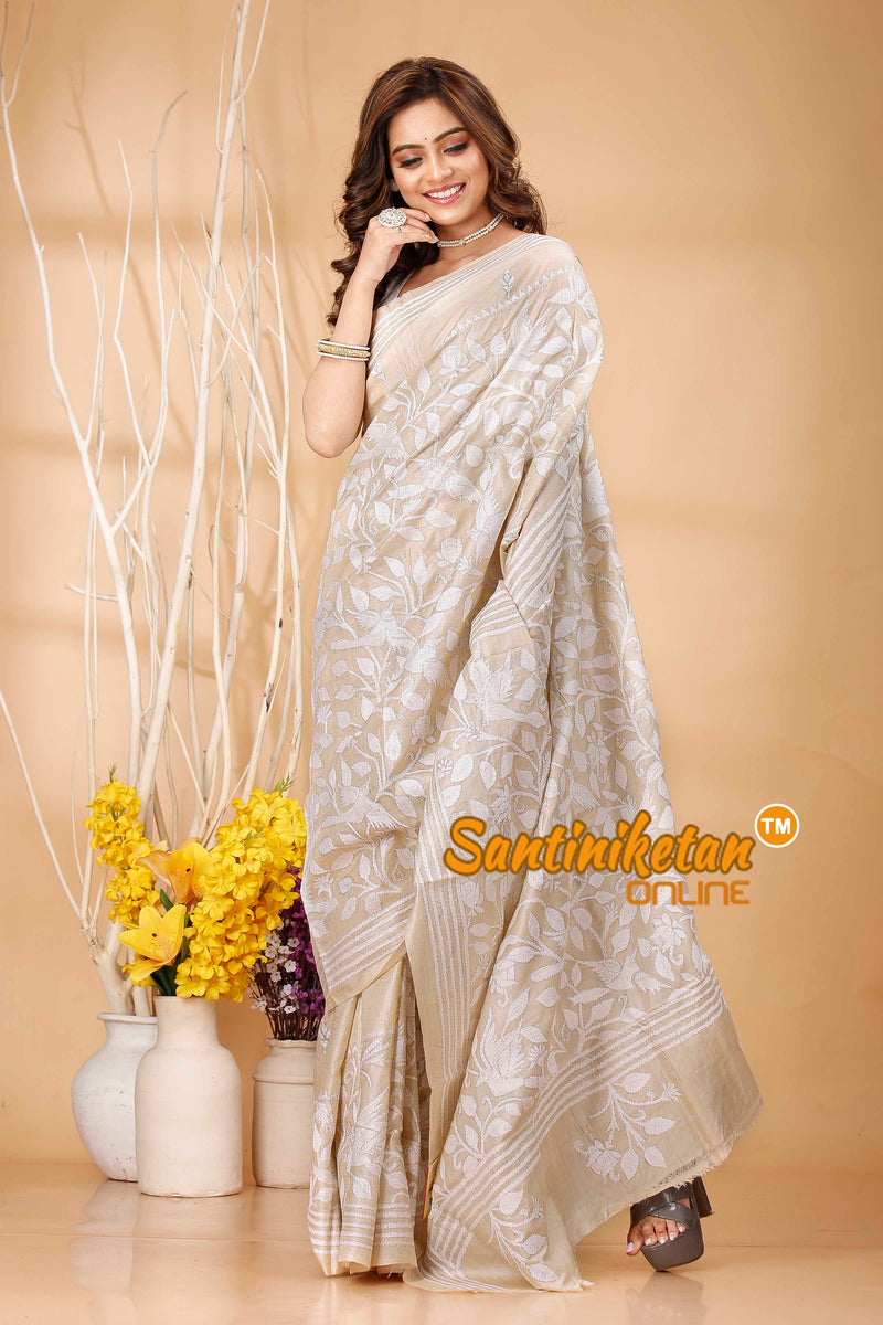 Pure Gachi Tussar Silk Kantha Stitch Saree SN202420850