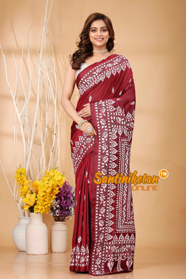 Pure Bangalore Silk Kantha Stitch Saree SN202420860