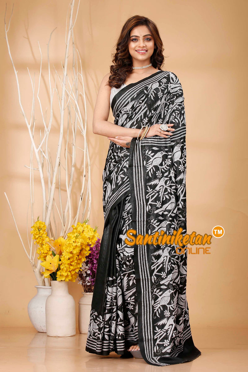 Pure Bangalore Silk Kantha Stitch Saree SN202420885