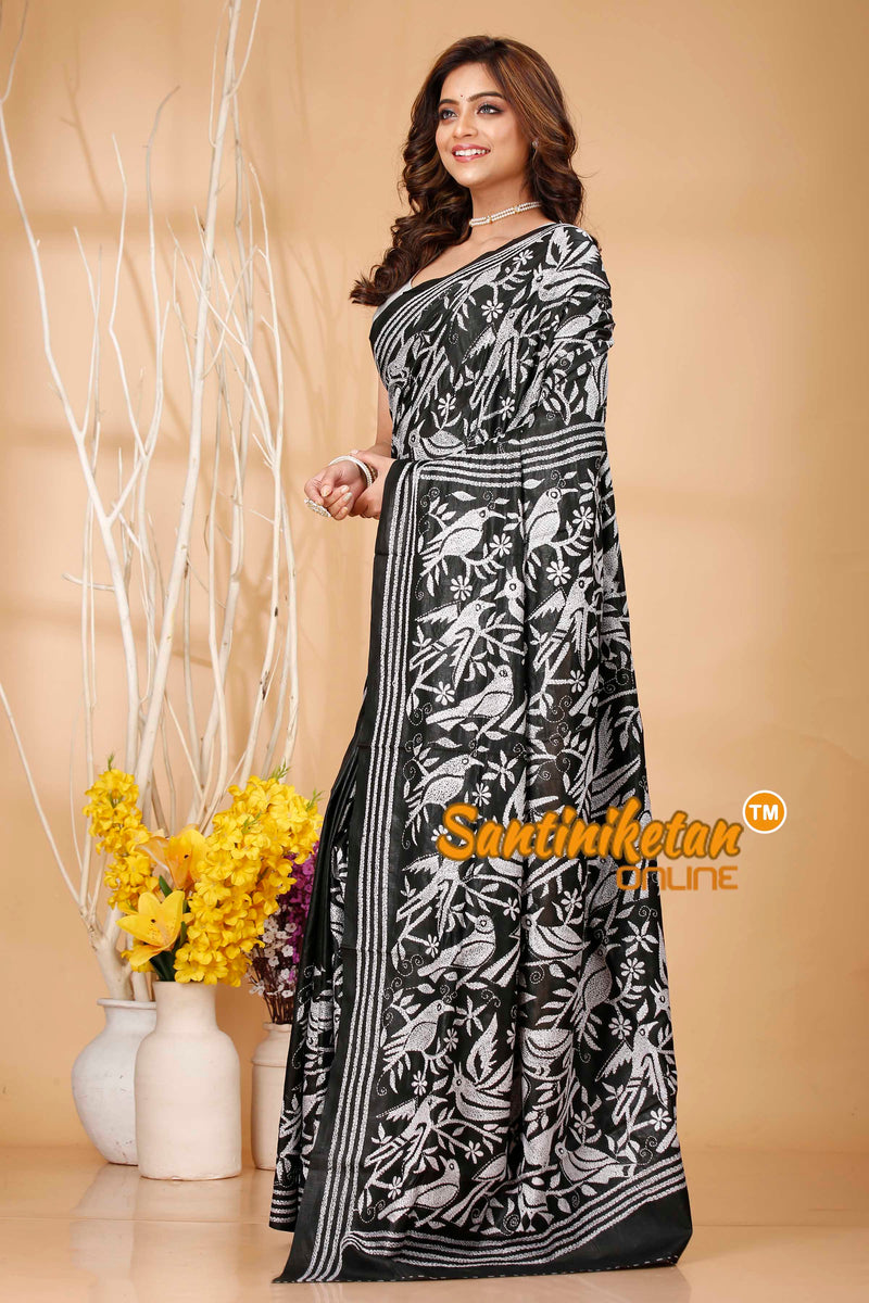 Pure Bangalore Silk Kantha Stitch Saree SN202420885