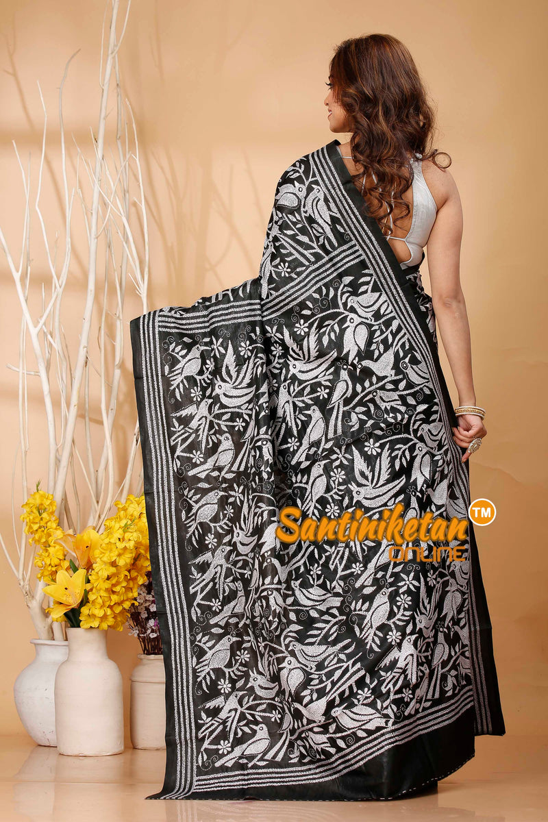 Pure Bangalore Silk Kantha Stitch Saree SN202420885