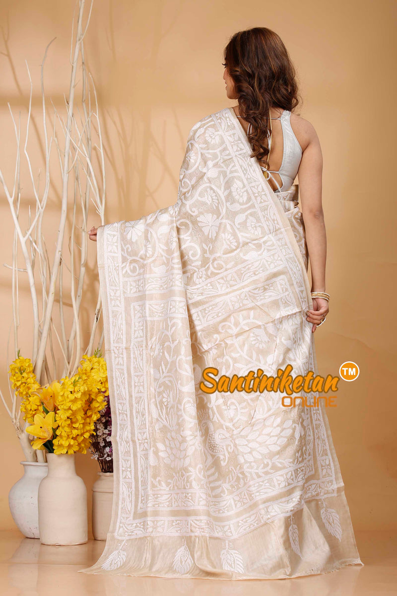 Pure Gachi Tussar Silk Kantha Stitch Saree SN202420922