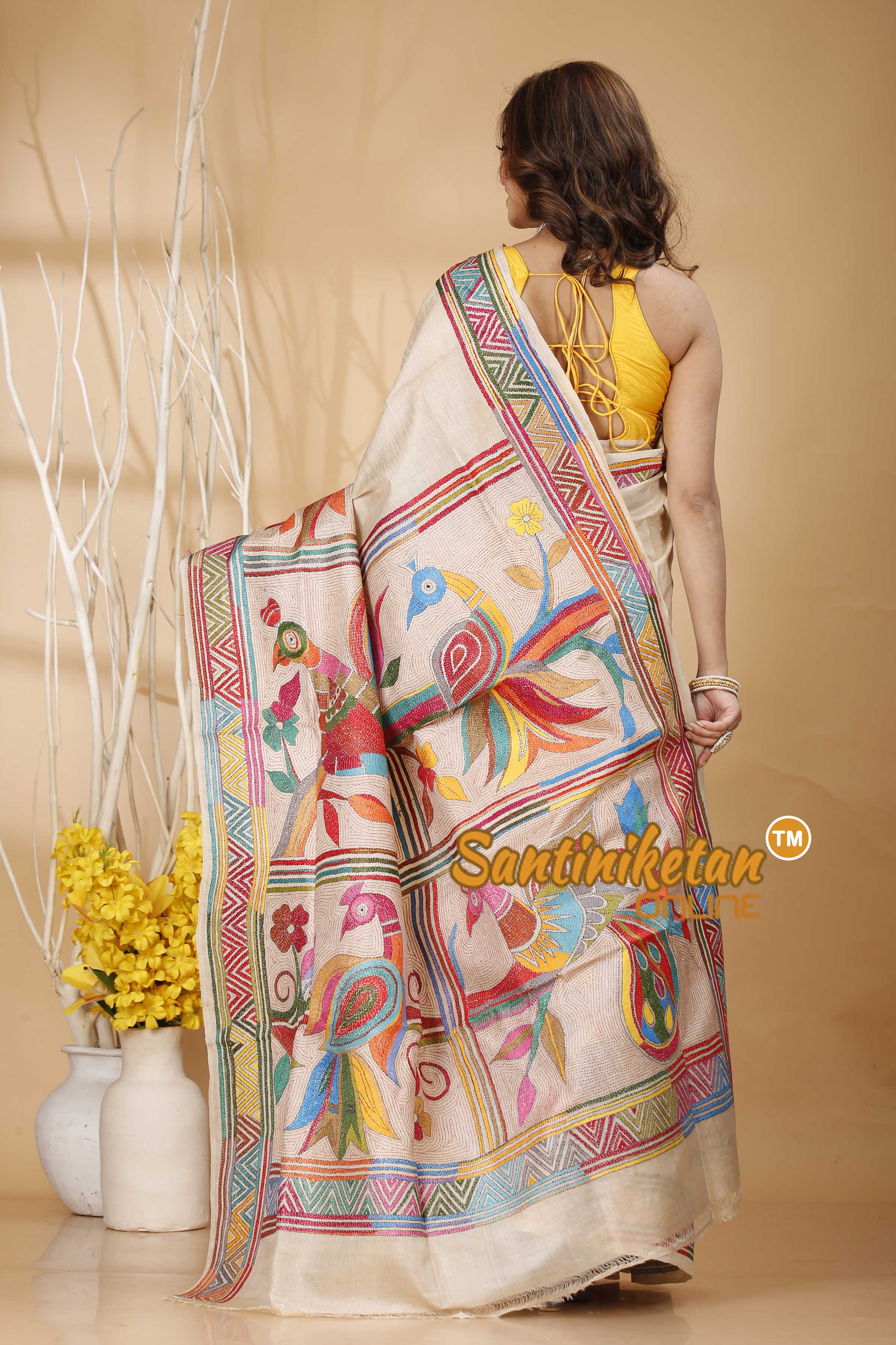 Pure Gachi Tussar Silk Kantha Stitch Saree SN202420964