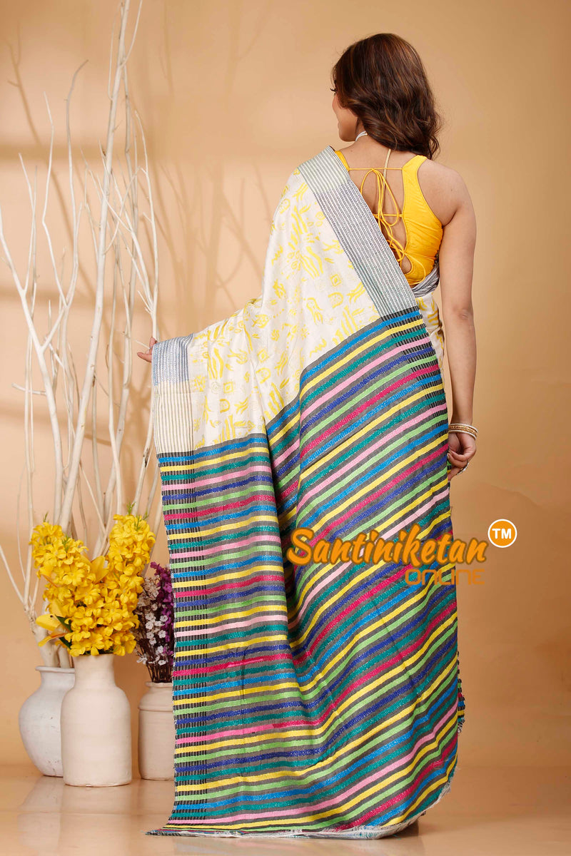 Bishnupuri (Katan) Silk Kantha Stitch Saree SN20242020969