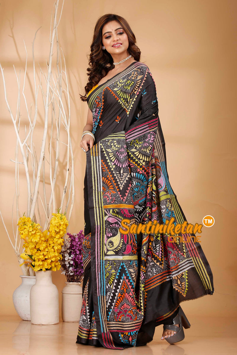 Butter Silk Kantha Stitch Saree SN202421004