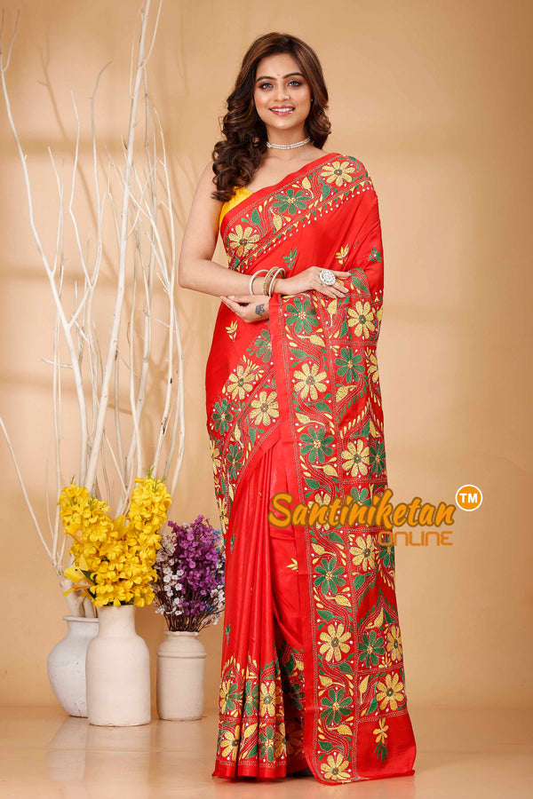 Butter Silk Kantha Stitch Saree SN202421014