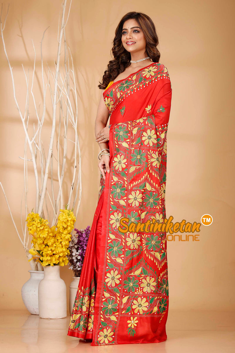 Butter Silk Kantha Stitch Saree SN202421014