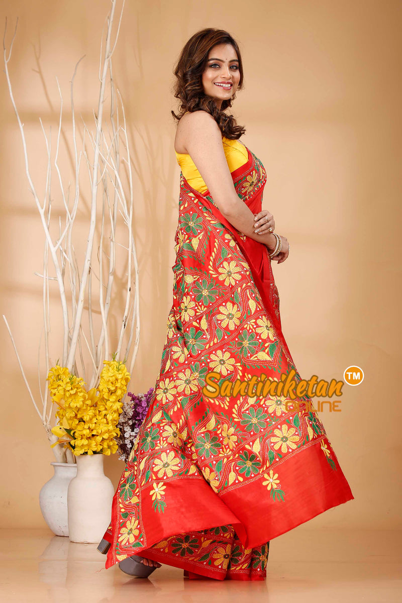 Butter Silk Kantha Stitch Saree SN202421014