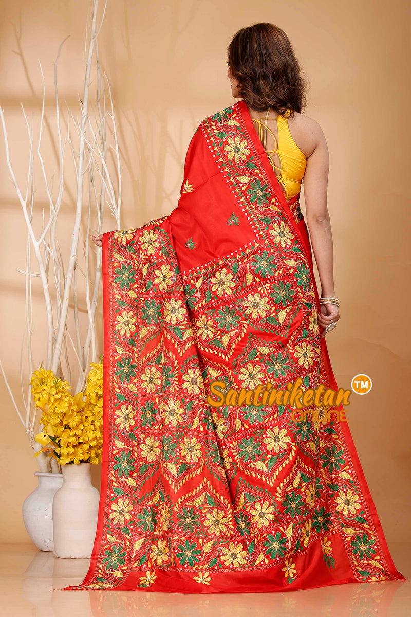 Butter Silk Kantha Stitch Saree SN202421014