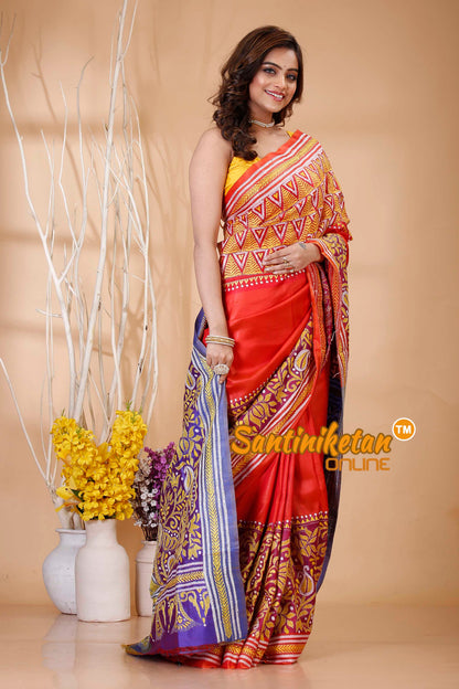 Bishnupuri (Katan) Silk Kantha Stitch Saree SN20242021019