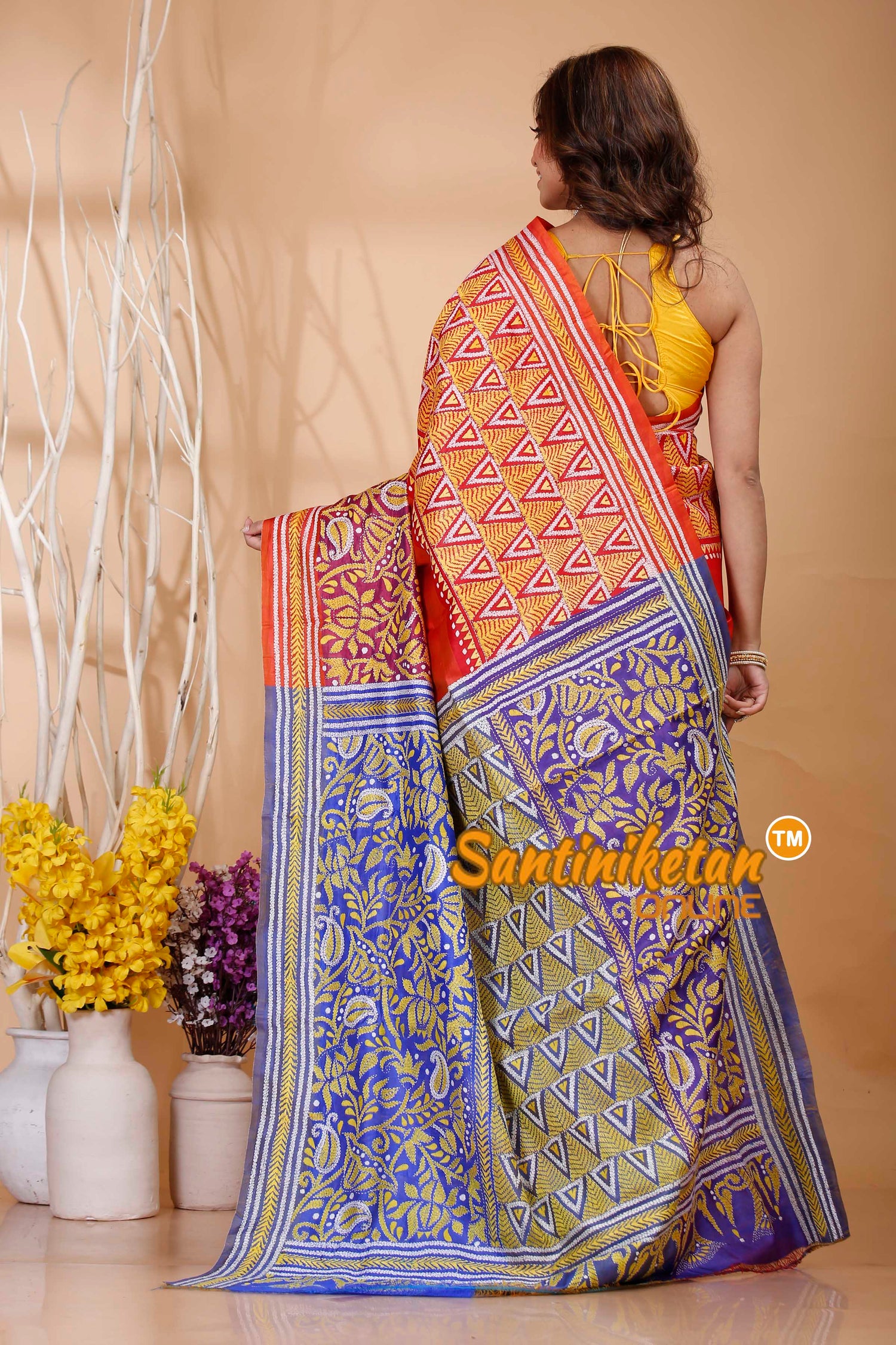 Bishnupuri (Katan) Silk Kantha Stitch Saree SN20242021019