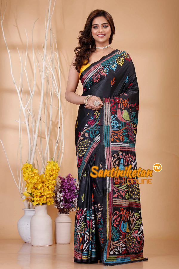 Butter Silk Kantha Stitch Saree SN202421039