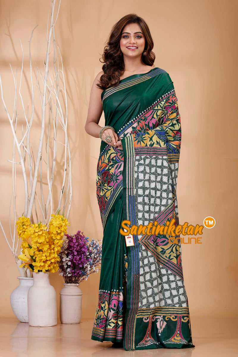 Pure Bangalore Silk Kantha Stitch Saree SN202421094