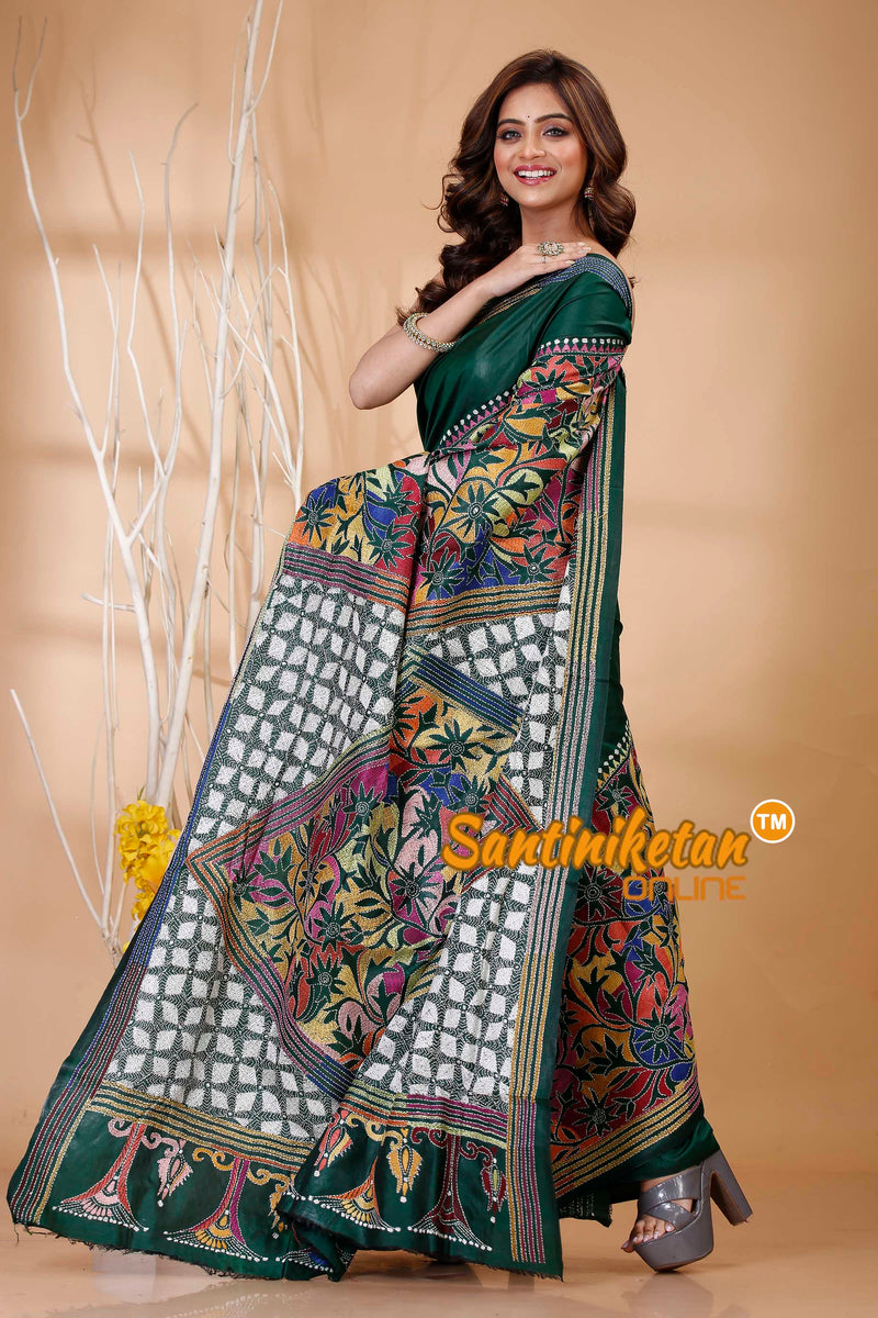 Pure Bangalore Silk Kantha Stitch Saree SN202421094