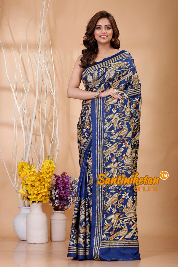 Pure Bangalore Silk Kantha Stitch Saree SN202421120