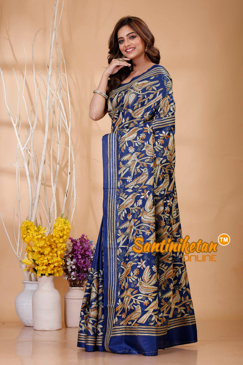 Pure Bangalore Silk Kantha Stitch Saree SN202421120