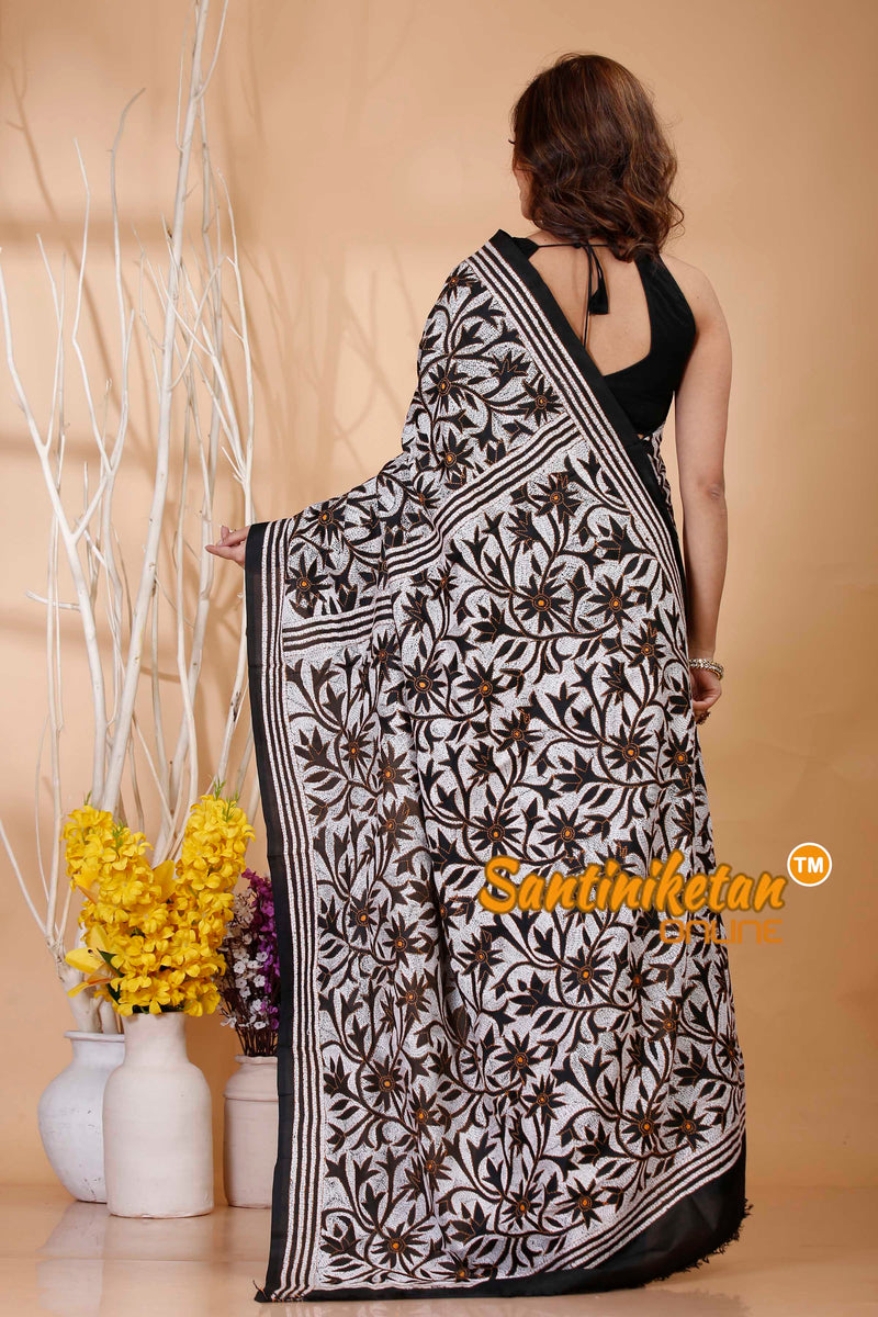 Pure Bangalore Silk Kantha Stitch Saree SN202421125