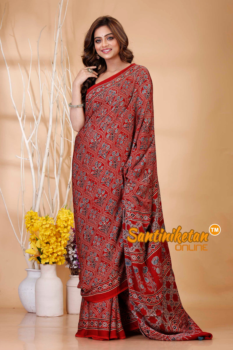 Ajrakh Hand Block On Modal Silk SN202421160