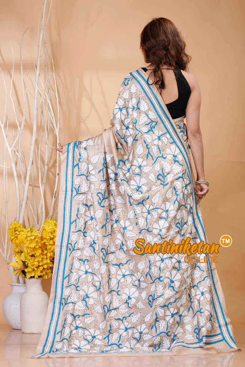 Pure Gachi Tussar Silk Kantha Stitch Saree SN202421171