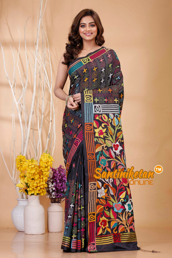 Butter Silk Kantha Stitch Saree SN202421176