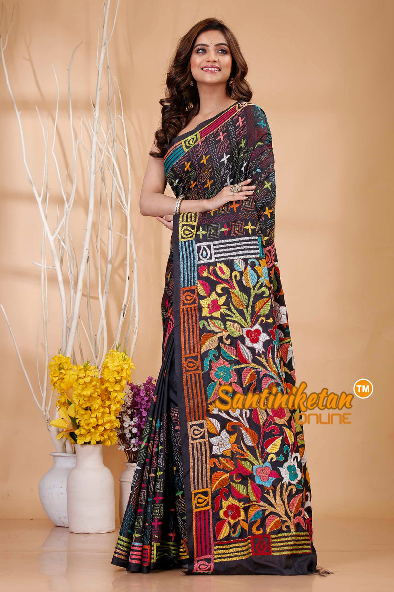 Butter Silk Kantha Stitch Saree SN202421176